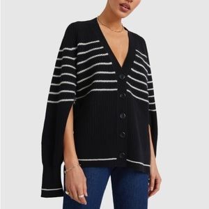 Maria McManus split sleeve fisherman rib cashmere blend cape cardigan